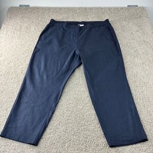 NWT J.Jill Linen Stretch High RIse Pants Womens 2X Elastic Pull On  Blue Trouser